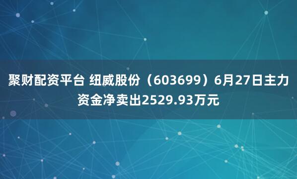 聚财配资平台 纽威股份（603699）6月27日主力资金净卖出2529.93万元
