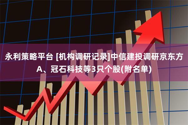 永利策略平台 [机构调研记录]中信建投调研京东方A、冠石科技等3只个股(附名单)