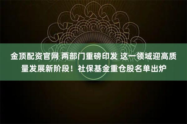 金顶配资官网 两部门重磅印发 这一领域迎高质量发展新阶段！社保基金重仓股名单出炉